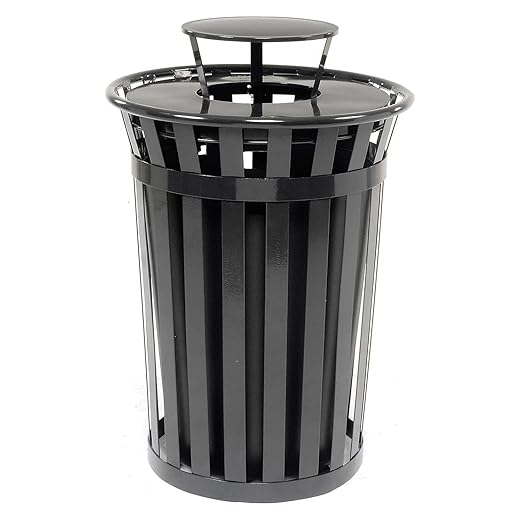 Global Industrial Heavy-Duty 36 Gallon Capacity Outdoor Metal Slatted Trash by GlobalIndustrial