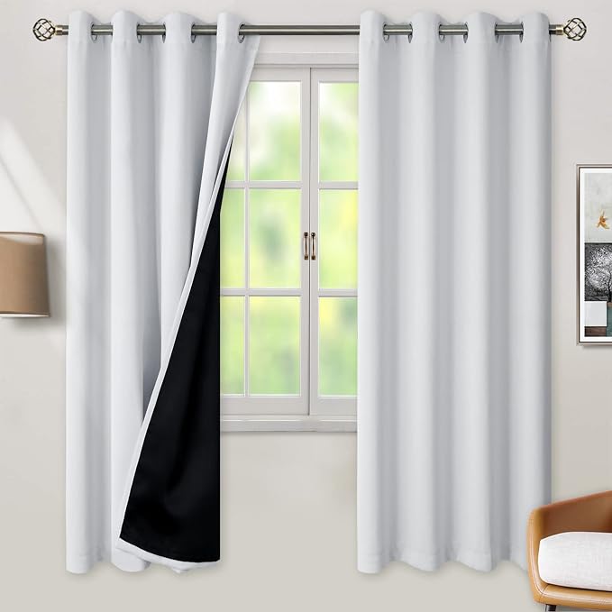 BGment Greyish White 100% Blackout Curtains by BGment