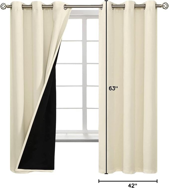 BGment Cream 100% Blackout Curtains - Image 9