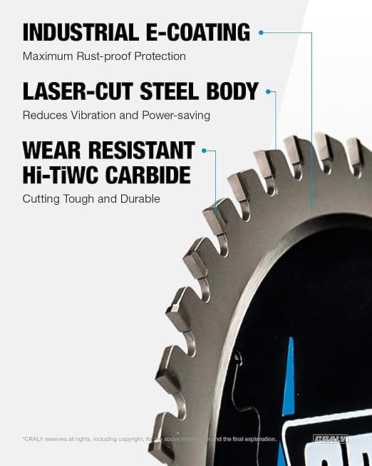 CRALY 6-1/2 Inch 48 Teeth Steel and Ferrous Metal Cutting Circular Saw Blade - Image 3