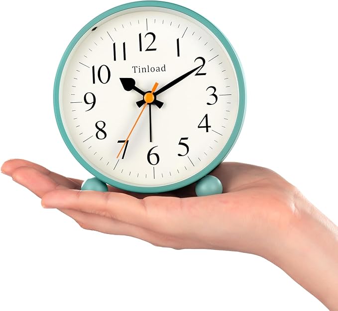 4.5" Vintage Retro Analog Alarm Clock, Super Silent Non Ticking Small Clock - Image 2