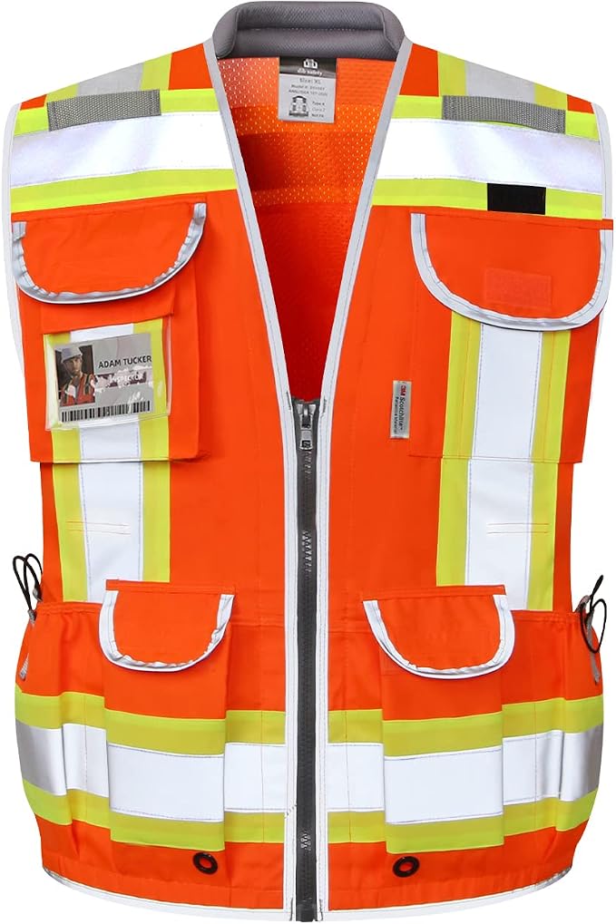Dib Safety Reflective Vest Heavy Duty, High Visibility Two Tone Engineer Vest by HighVisibilityWorkwear