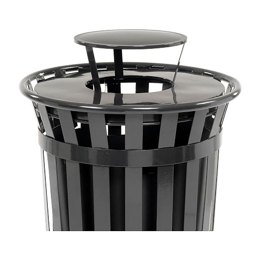 Global Industrial Heavy-Duty 36 Gallon Capacity Outdoor Metal Slatted Trash - Image 3