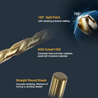 BeHappy 13Pcs Cobalt Drill Bit Set, M35 HSS, 135 Degree Tip, Twist Jobber Length - Image 2
