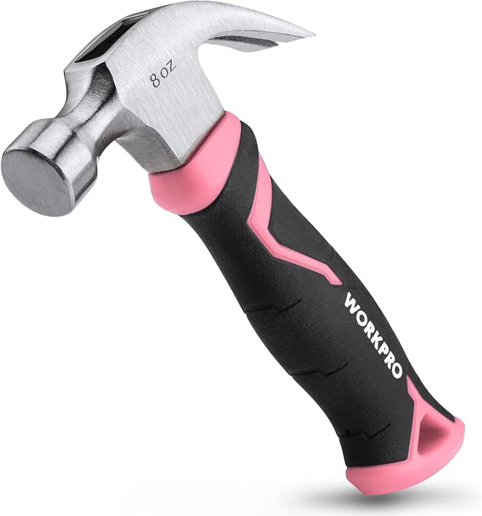 WORKPRO 8 oz Claw Hammer with Fiberglass Handle, All Purpose Hammer with Forged by WORKPRO