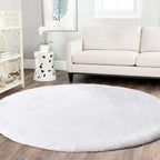 Latepis Round Furry Rugs 5ft White Circle Rugs by Latepis