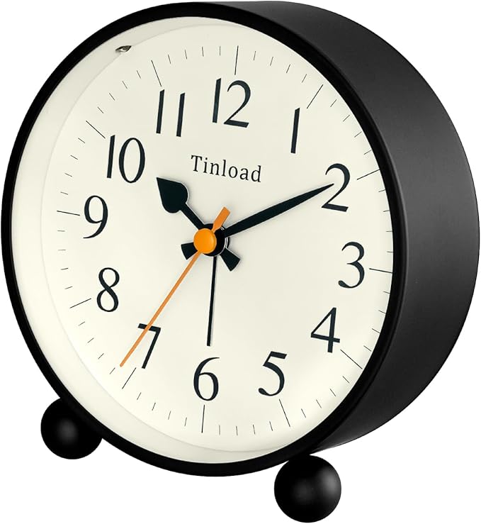 4.5" Vintage Retro Analog Alarm Clock, Super Silent Non Ticking Small Clock - Image 4
