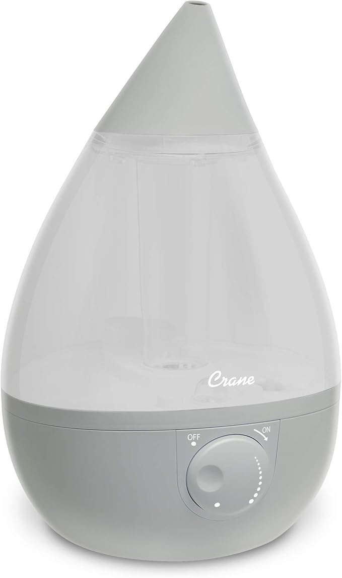 Crane Ultrasonic Teardrop Cool Mist Humidifier, Large 1 Gal Tank, Automatic by Crane