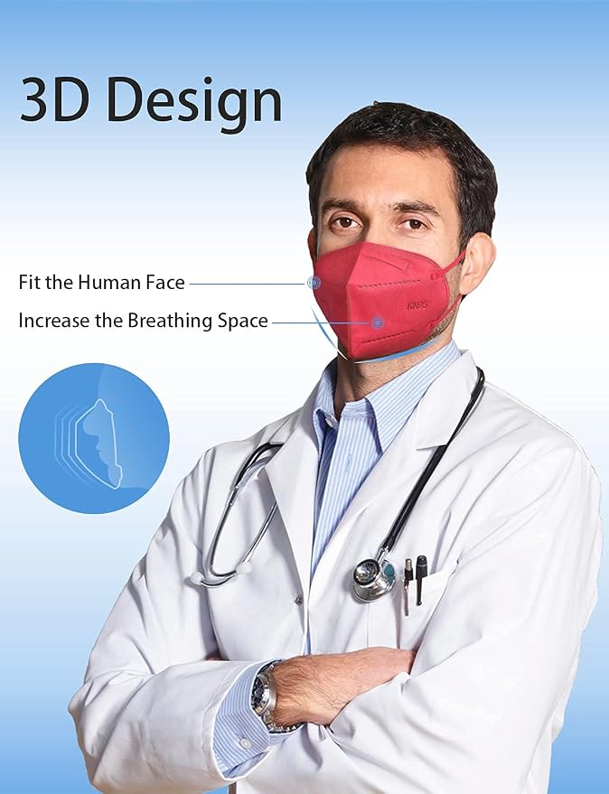 HUHETA KN95 Face Mask 60 Pack, 5-Ply Breathable & Comfortable Safety Mask - Image 5