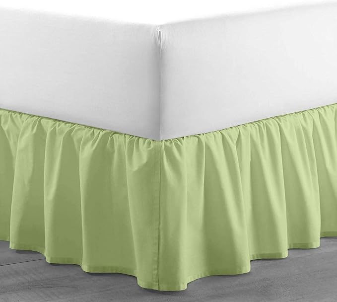Sage Solid Ruffled Bed Skirt King -6 Inch Drop Split Corner, Microfiber Bedskirt - Image 4