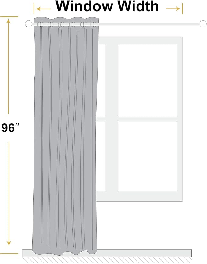 ChrisDowa 100% Blackout Light Grey Solid Curtains 96 Inches Long 2 Panels - Image 9