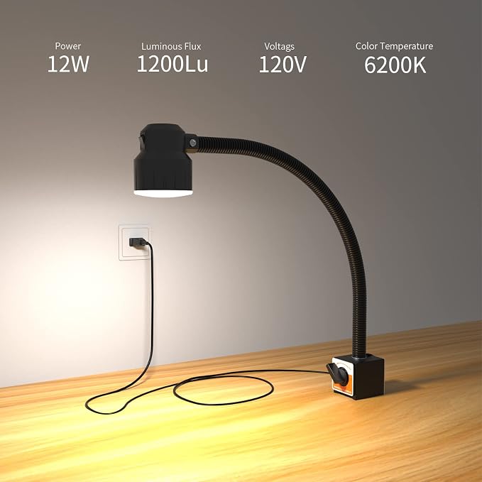 Led Magnetic Work Light 300mm Flexible Gooseneck lamp 500 Lumens 120 Volt - Image 3