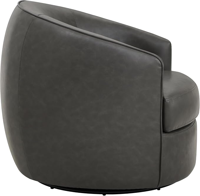 CHITA Swivel Barrel Chair, Modern Comfy FSC Certified Upholstered Faux Leather - Image 4