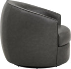 CHITA Swivel Barrel Chair, Modern Comfy FSC Certified Upholstered Faux Leather - Image 4