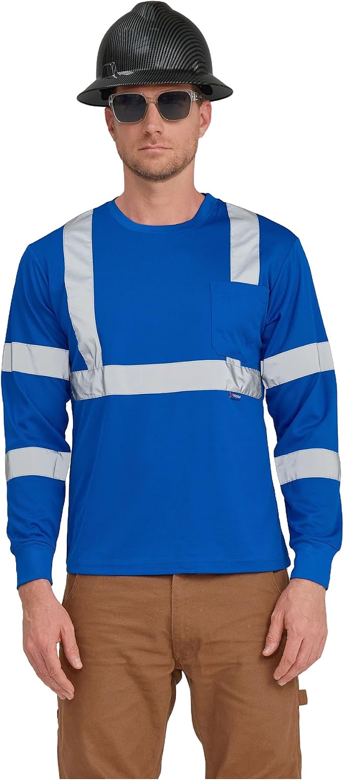 AYKRM Safety T Shirt Reflective High Visibility hi vis Long Sleeve T Shirt by AYKRM