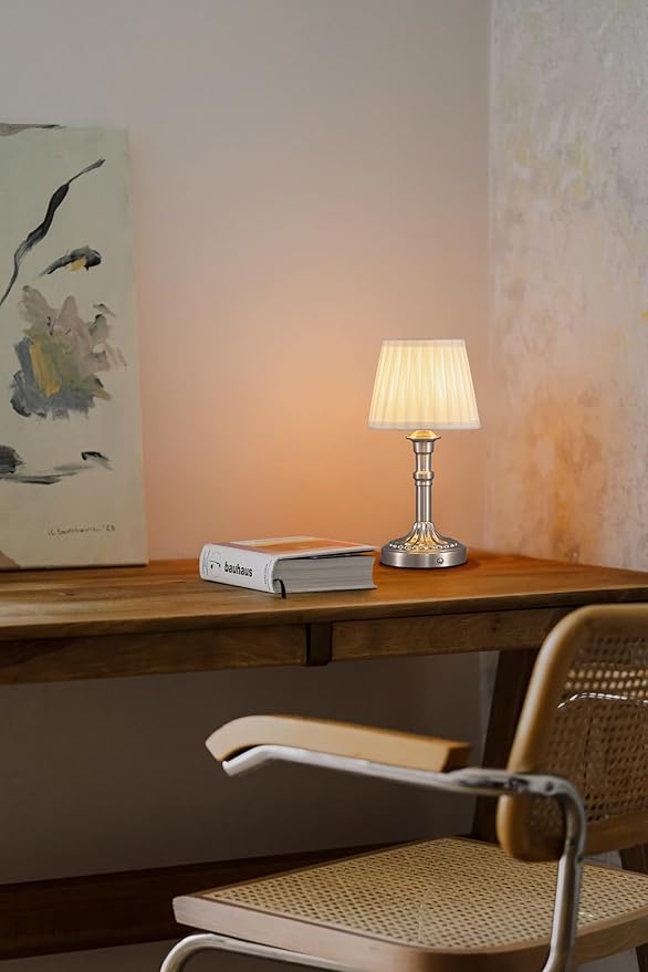 KDG Cordless Portables Table Lamp Set of 2, LED Fabric Shade Small Desk Lamps - Image 7