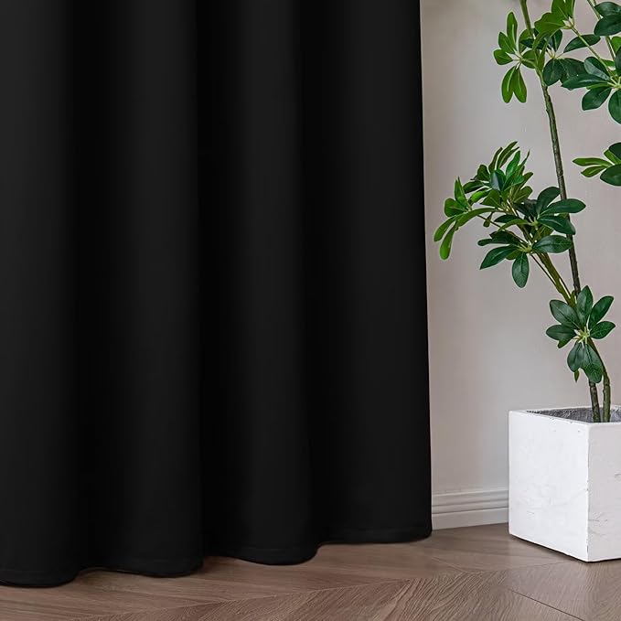 Blackout Curtains for Bedroom 1 Panel, Custom Curtains Thermal Insulated Black - Image 7