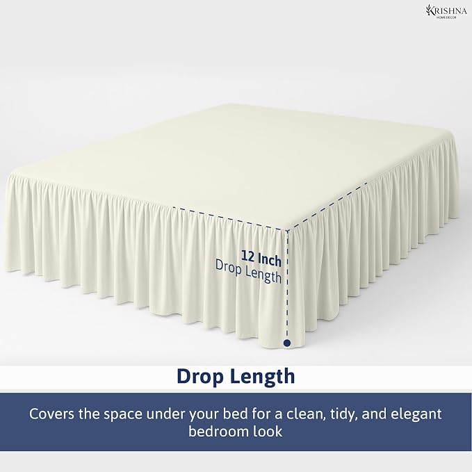 KRISHNA Ruffled Bed Skirt with Split Corners Full, 100% Microfiber Hotel Quality - Image 4