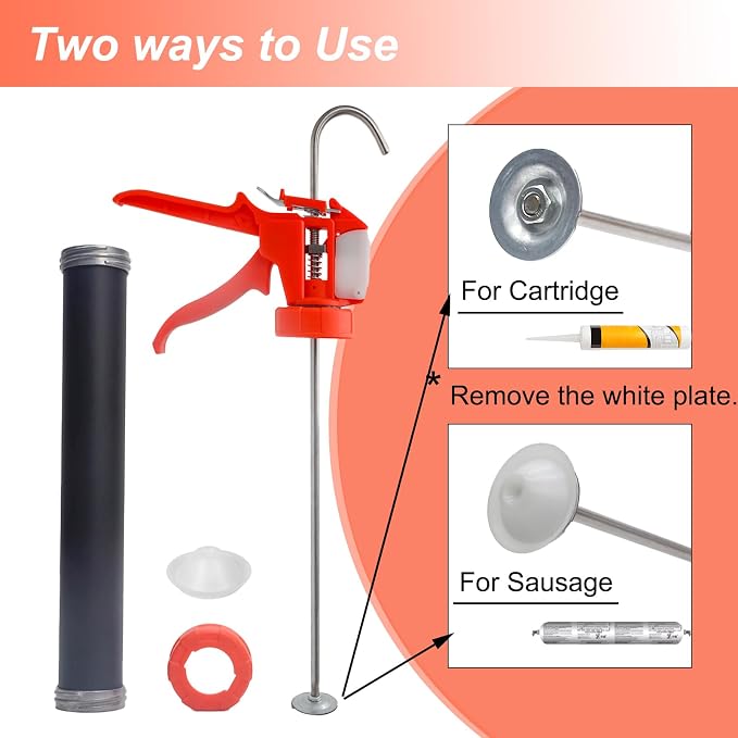 Sausage Caulking Gun Kit, 20 oz Sausage Foil Pack / 10 oz Cartridge Convertible - Image 3