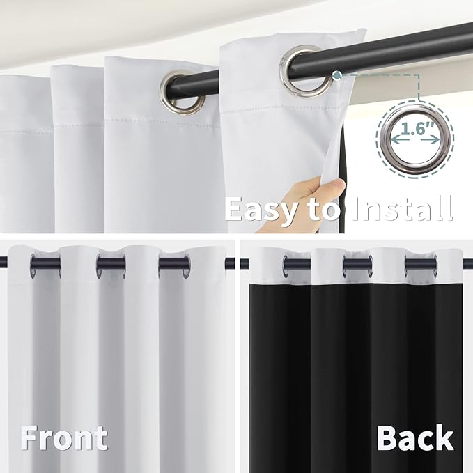 BGment Greyish White 100% Blackout Curtains - Image 6