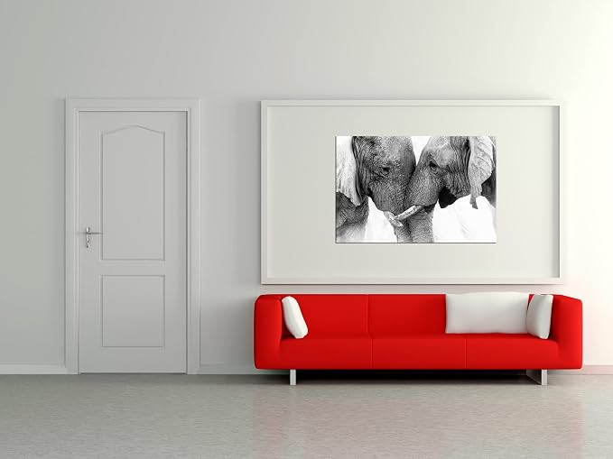 DZL Art D73069 Black and White Elephants Entwine Wall Art Canvas Painting Ready - Image 2