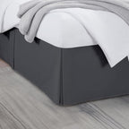 Twin Bed Skirt, Luxury 16 Inch Drop Dark Grey Pleated Bed Skirt, Double Brushed by Unknown