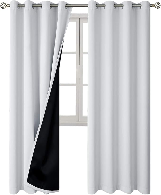 BGment Greyish White 100% Blackout Curtains - Image 8
