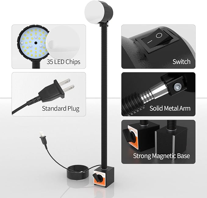 Led Magnetic Work Light 300mm Flexible Gooseneck lamp 500 Lumens 120 Volt - Image 2