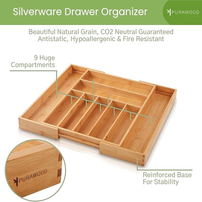 Purawood Bamboo Drawer Organizer - Image 3