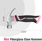 WORKPRO 8 oz Claw Hammer with Fiberglass Handle, All Purpose Hammer with Forged - Image 2