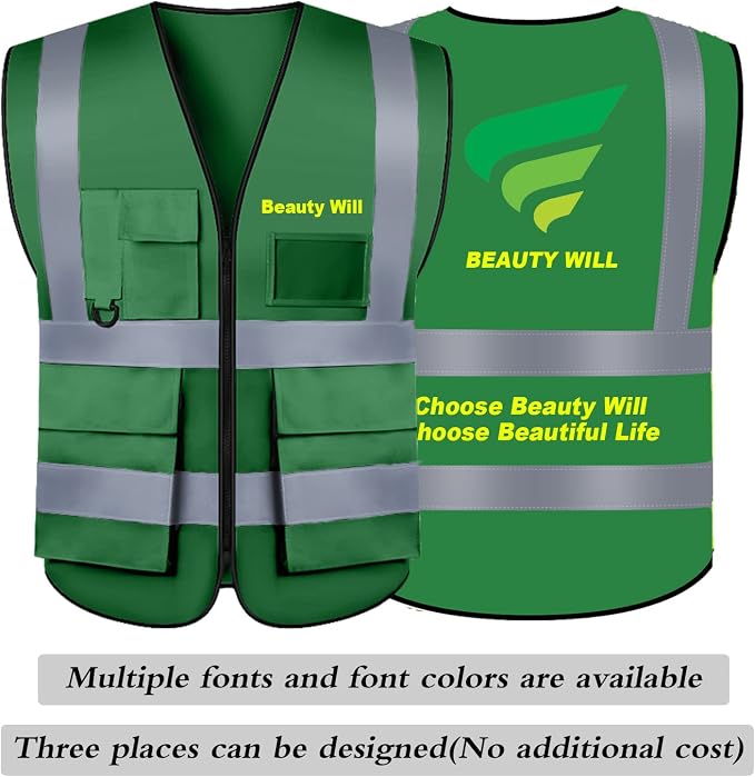 BeautyWill Custom Safety Vest Customized Logo Class 2 High Visibility - Image 5