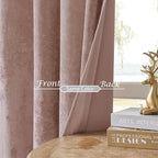 SMILETIME Pink Crushed Velvet Curtains 52x90 inch Luxurious Thermal Insulated - Image 4