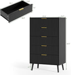 LYNSOM Fluted Dresser and Nightstand Sets 3 Piece, 5-Drawers Dresser and - Image 2