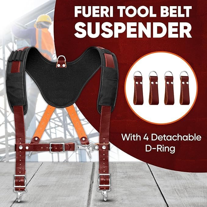 FUERI Tool Belt With Suspender Men Carpenter Pouches Construction Bags - Image 6