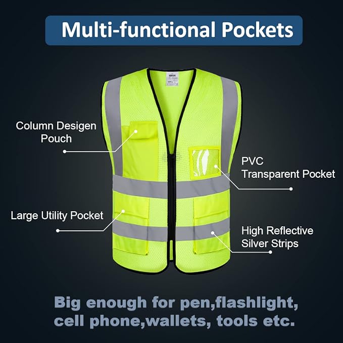 BeautyWill Custom Logo 10/20 Pack Safety Vest Class2 High Visibility Vest - Image 5