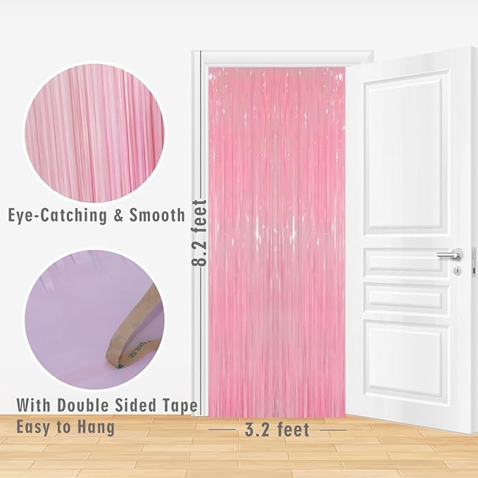 GOER 3.2 ft x 8.2 ft Foil Fringe Curtains Party Photo Backdrop Party Streamers - Image 3