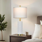 26" White Table Lamps for Living Room Set of 2, Ceramic Bedroom Lamps for - Image 8
