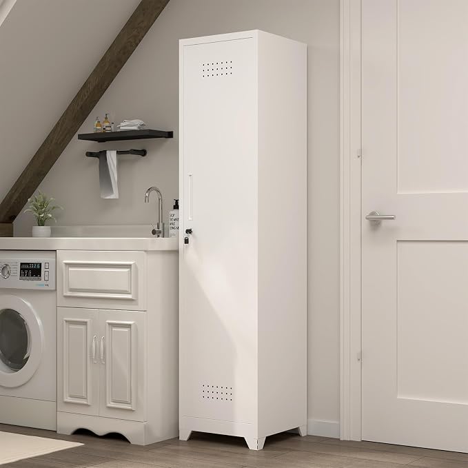 Metal Tall Broom Storage Cabinet, Slim Bathroom Cabinet, Metal Storage Cabinets - Image 8