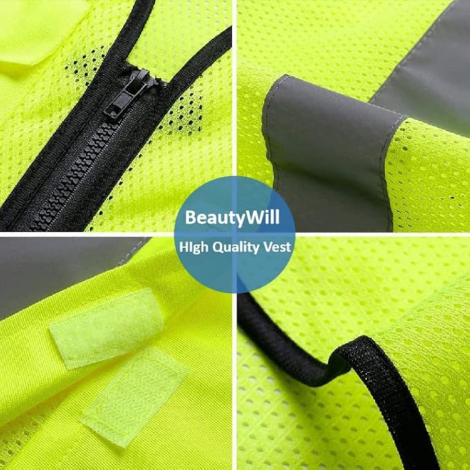 BeautyWill Custom Logo 10/20 Pack Safety Vest Class2 High Visibility Vest - Image 4