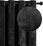SMILETIME Black Crushed Velvet Curtains 52x84 inch Luxurious Thermal Insulated - Image 2