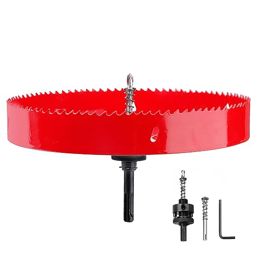 9 inch / 230mm Hole Saw with SDS Plus Arbor and Hex Shank Arbor, HSS Bi-Metal by GRIXLEN