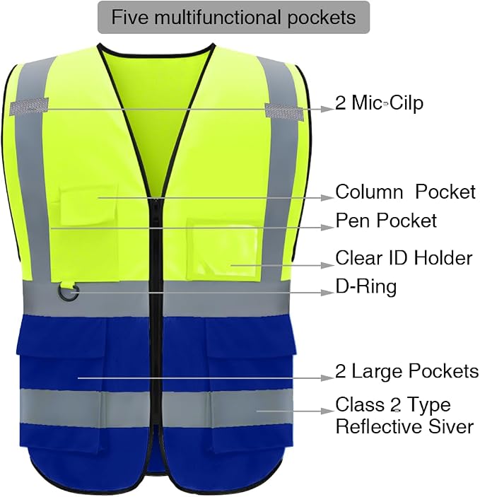 BeautyWill Custom Safety Vest Logo Class 2 High Visibility Reflevtive Vest - Image 3