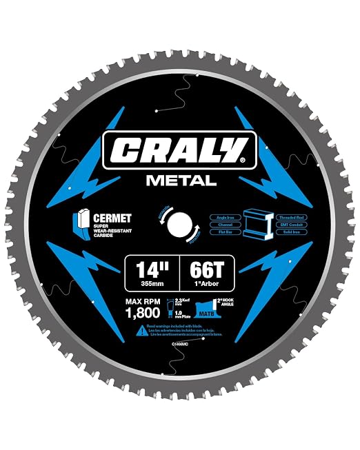 CRALY 14 Inch 66 Teeth Steel and Ferrous Metal Cutting Circular Saw Blade by CRALY