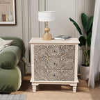 COSIEST Bedside Table Set of 2, Wood Nightstand 3 Drawers, Farmhouse End Table - Image 6