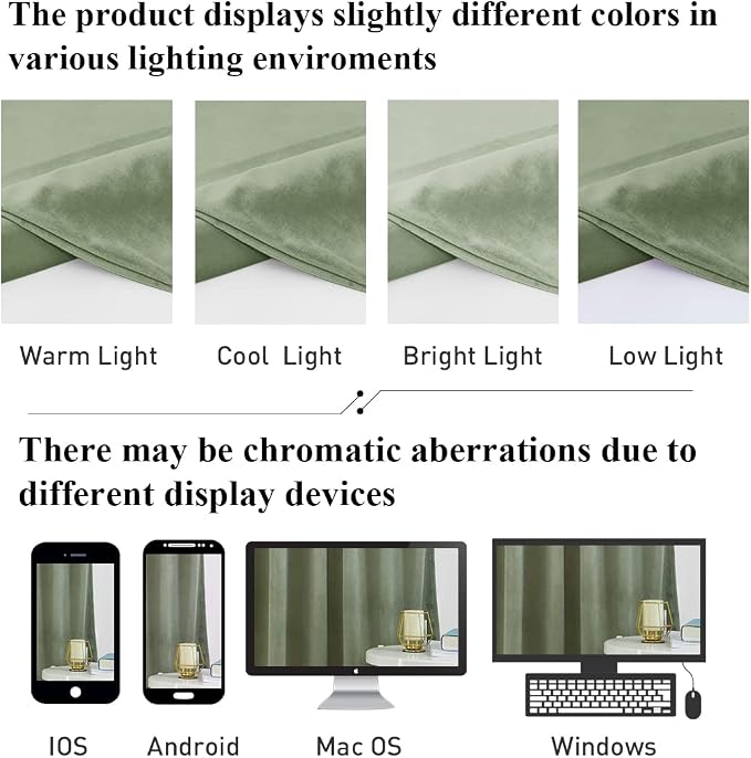 StangH Sage Green Velvet Curtains 105 inches Long Modern Room Darkening Privacy - Image 9