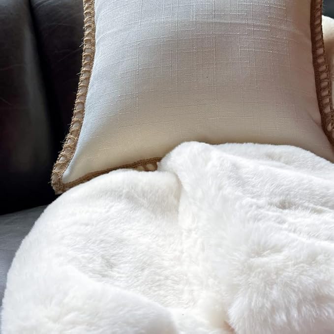 White Washable Furry Area Rug Runner Faux Bunny Fuzzy Fur Rugs - Image 4