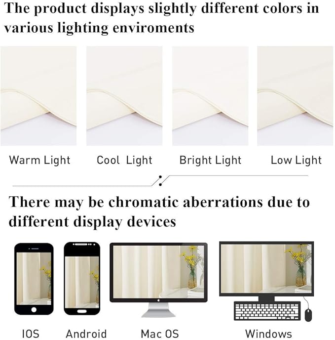 StangH 42 inch Velvet Curtains 2 Panels Set Ivory White Light Dimming Window - Image 9
