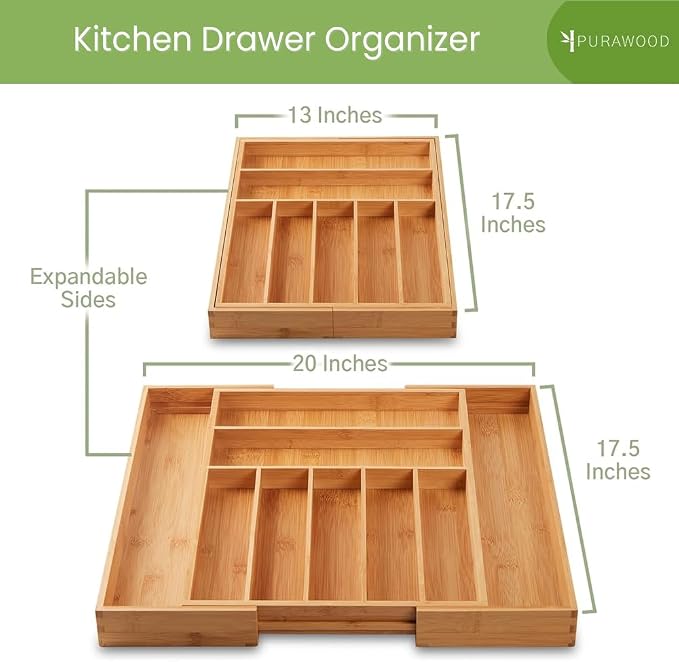 Purawood Bamboo Drawer Organizer - Image 2