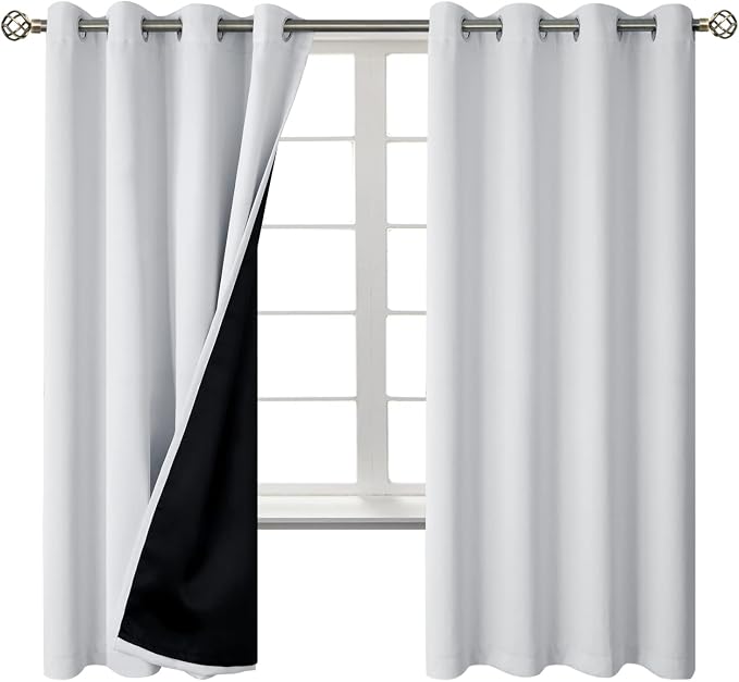 BGment Greyish White 100% Blackout Curtains - Image 9