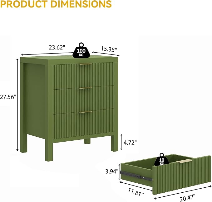 End Table with Storage, Wooden Farmhouse Nightstands with 6 Drawers, Bedside - Image 3